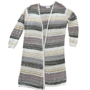 🎄Olive + Oak • Open Front Knit Striped Duster Cardigan • L